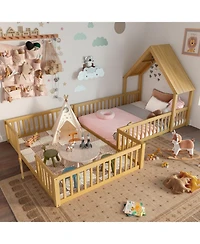 Streamdale Furniture Full Size House Floor Bed with Door