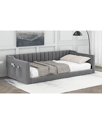 Streamdale Furniture Streamdale Twin Xl Size Upholstery Daybed and Side Storage pocket,Gray