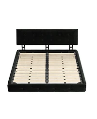 Streamdale Furniture Streamdale King Size Bed Frame with Tufted Headboard, Chenille Platform Bed, Black
