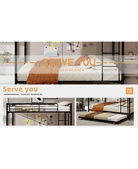 Streamdale Furniture Durable Square Tube Iron Bunk Bed with Safety Rails - Queen Size