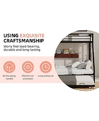 Streamdale Furniture High-Stability Queen Bunk Bed with Ladder & Trundle - Black (153cm x 203cm