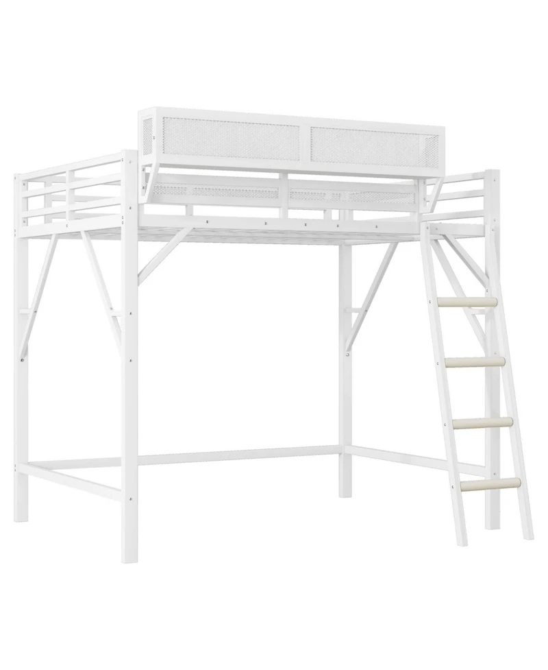 Streamdale Furniture Metal Full Loft Bed with Storage Shelves