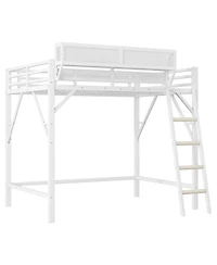 Streamdale Furniture Metal Full Loft Bed with Storage Shelves