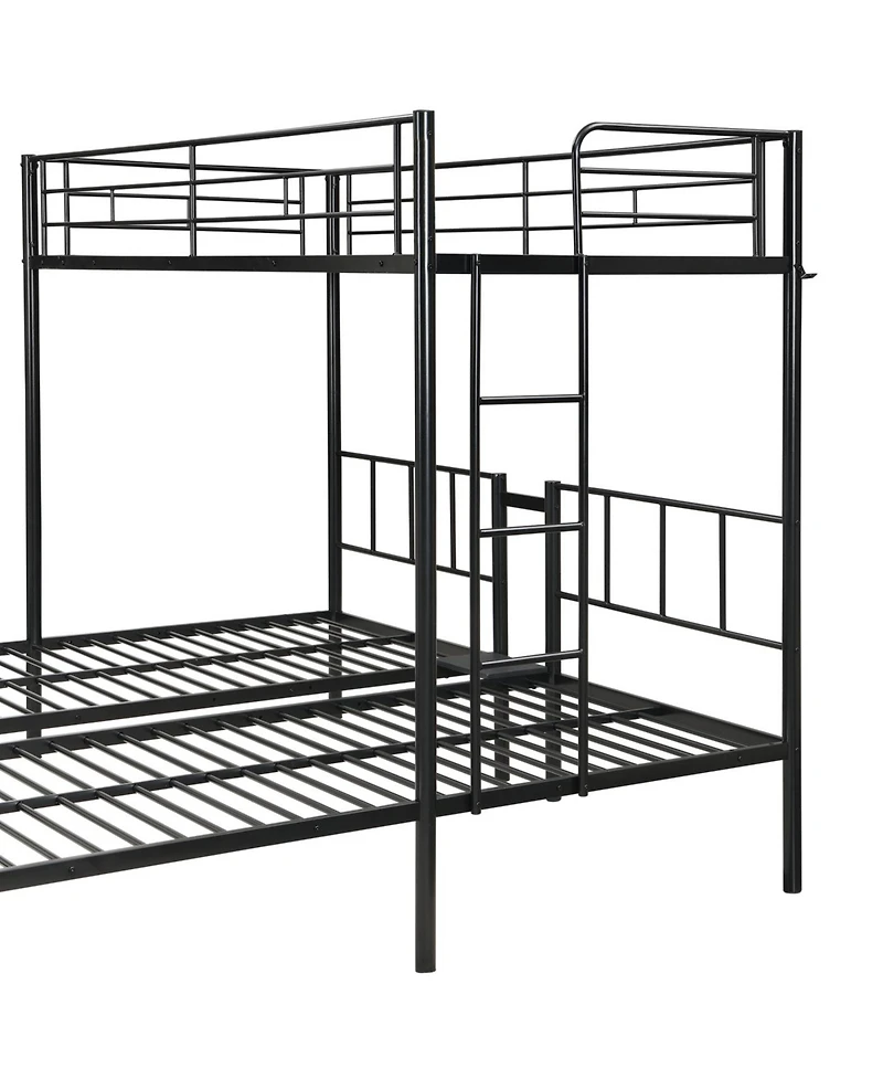 Streamdale Furniture Streamdale Twin Over Twin Over Twin Triple Bunk Bed with Vertical Ladder and Safety Rail