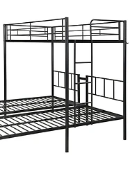 Streamdale Furniture Streamdale Twin Over Twin Over Twin Triple Bunk Bed with Vertical Ladder and Safety Rail