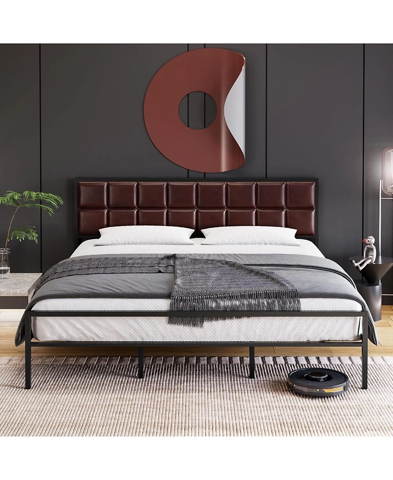Gaomon + Size (Queen/King/Twin) + Metal + Headboard & Footboard + Platform Bed Frame