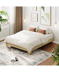 gaomon Queen Platform Bed Frame with Underbed Storage 10.24" Clearance Wood & Metal Slats No Headboard No Box Spring Gold