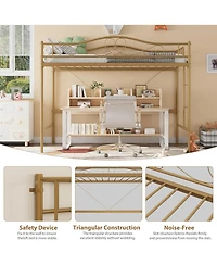 gaomon Twin Size Loft Bed with Ladder Full Safety Guardrail Heavy Duty Metal Frame 400lbs Space Saving