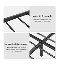 gaomon Queen Size Metal Platform Bed Frame with Faux Leather Headboard Steel Slats Ample Underbed Storage Red Brown