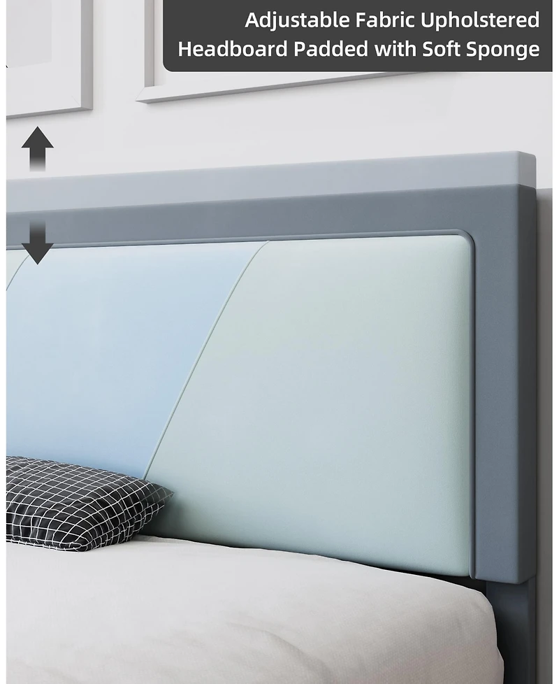 gaomon Full Size Triple Panel Platform Bed Frame Minimalist Mdf Construction Beige Finish No Box Spring Needed Easy Assembly