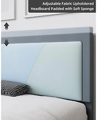 gaomon Full Size Triple Panel Platform Bed Frame Minimalist Mdf Construction Beige Finish No Box Spring Needed Easy Assembly