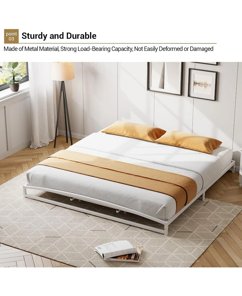 gaomon King Size 6 Inch Metal Platform Bed Frame Heavy Duty Strong Slat Support Underbed Storage