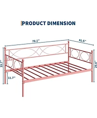 gaomon Twin Daybed with Trundle Metal Daybed and Trundle Set Sofa Bed Steel Slat Multifunctional Bedroom