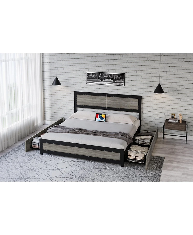 Gaomon King Size Metal Bed Frame Space-Saving Feature
