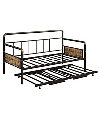 gaomon Daybed with Trundle,Twin Daybed with Pop Up Trundle Set,Metal Twin Bed Frame