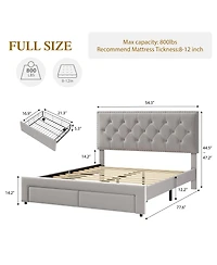 gaomon Full Size Bed Frame with 2 Storage Drawers