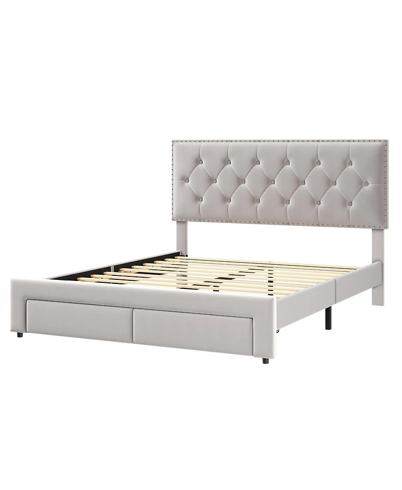 gaomon Queen Size Bed Frame with 2 Storage Drawers