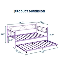 gaomon Metal Twin Daybed and Trundle Set, Day Bed Sofa Bed Frame with Steel Slat Support