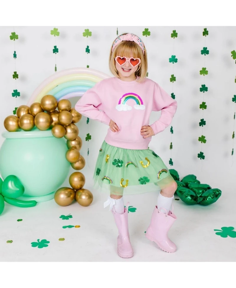 Sweet Wink Baby Girls Rainbow Sequin Patch Sweatshirt