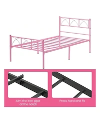 gaomon Twin Size Bed Frame with Headboard and Footboard, Heavy Duty Metal Slat Support, No Box Spring Needed, Easy Assembly