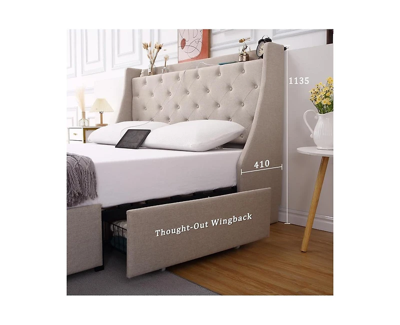 gaomon Full Bed Frame with Charging Station