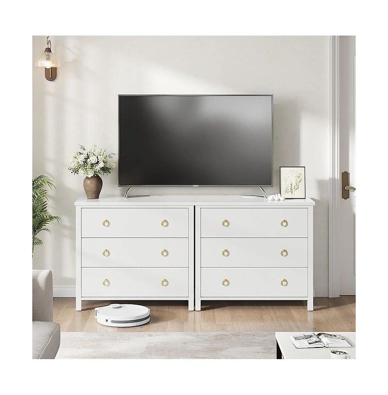 gaomon 3-Drawer Boho Rattan Dresser, Tall Modern Chest for Bedroom, Closet, Living Room, Nursery, Large Storage Cabinet