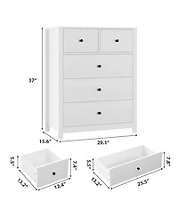 gaomon 5-Drawer Wooden Modern Tall Dresser with Deep Drawers and Metal Knobs