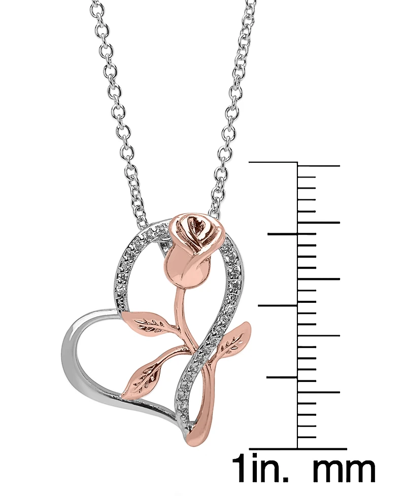 Macy's Cubic Zirconia (1/8 ct. t.w.) Flower in Heart Pendant Necklace