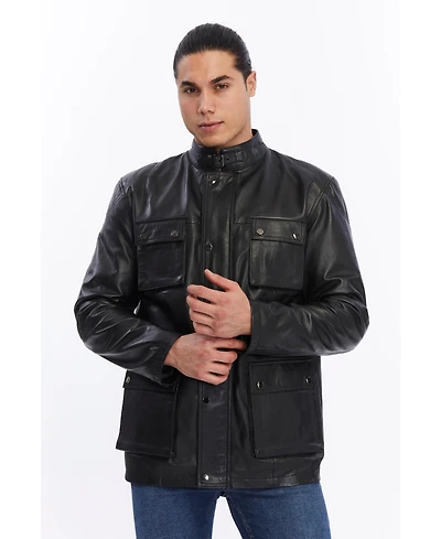 Furniq Uk Men's Utility Leather Jacket