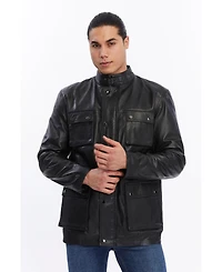 Furniq Uk Men's Utility Leather Jacket