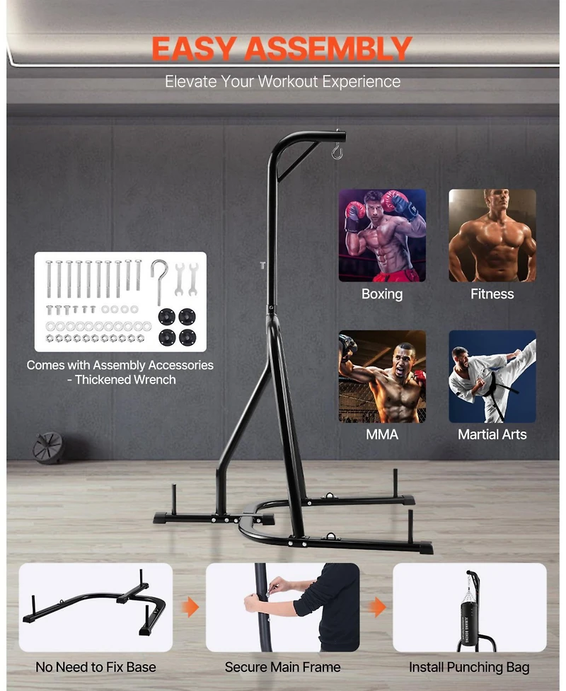 Mecale Punching Bag Stand, Heavy-Duty Freestanding Boxing Stand for Home Gym, Supports Punching Bags Up to 140 lb