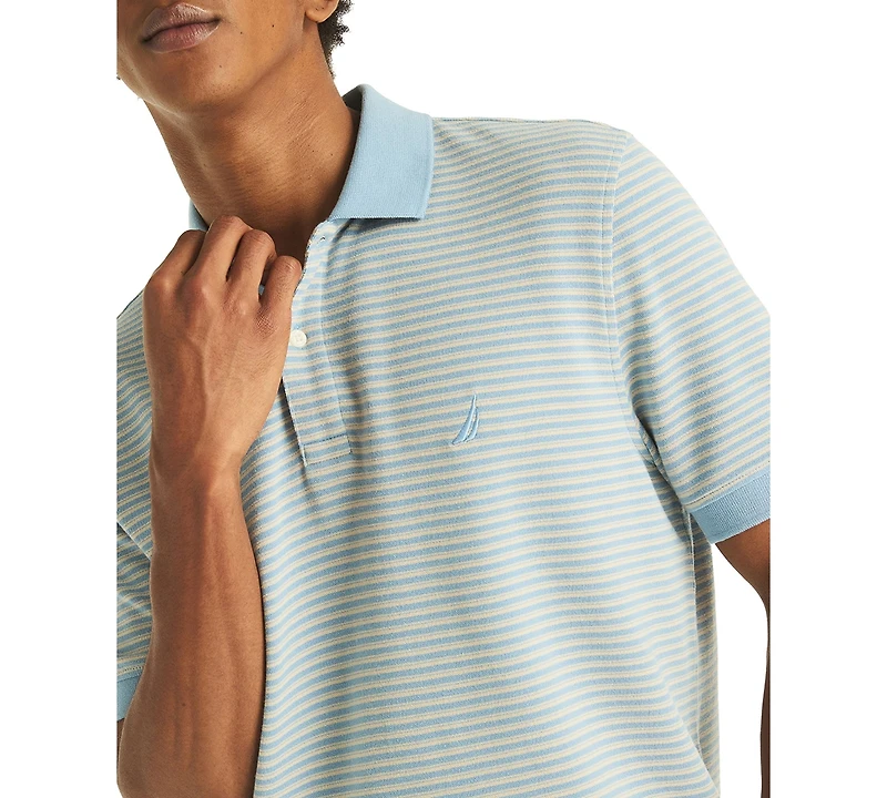 Nautica Men's Striped Spread Collar Polo Shirt
