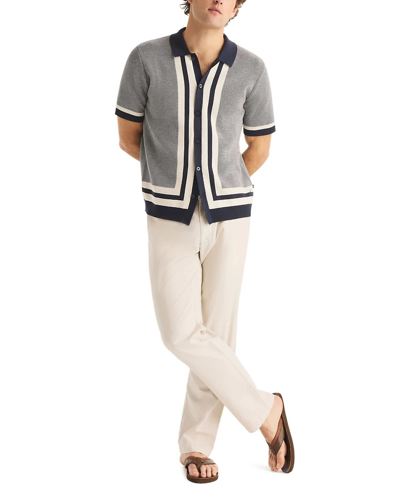 Nautica Men's Jacquard Short-Sleeve Sweater Shirt