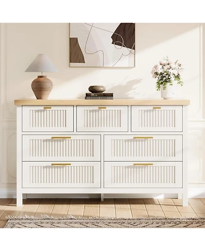 gaomon 7 Drawer Dresser with Textured Fronts, Wide Storage Chest for Bedroom, Living Room, Entryway, Tv Stand