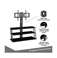 Streamdale Furniture Black Multi-Function Angle And Height Adjustable Tempered Glass Tv Stand