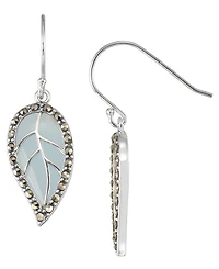Macy's Marcasite Blue Agate (3.3 ct. t.w.) Leaf Wire Earrings in Sterling Silver