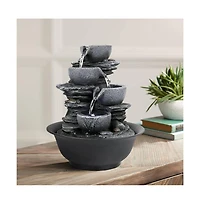 SunJet 10.6" Rock Indoor Water Fountain, Zen Meditation Tabletop Fountain with Led Light & Quiet Pump for Home, Office, Bedroom, Relaxation Decor