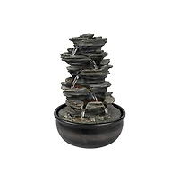 SunJet 15.7” Rock Falls Tabletop Fountain, 5-Tier Indoor Waterfall with Led Lights for Home, Office, Zen Relaxation Decor