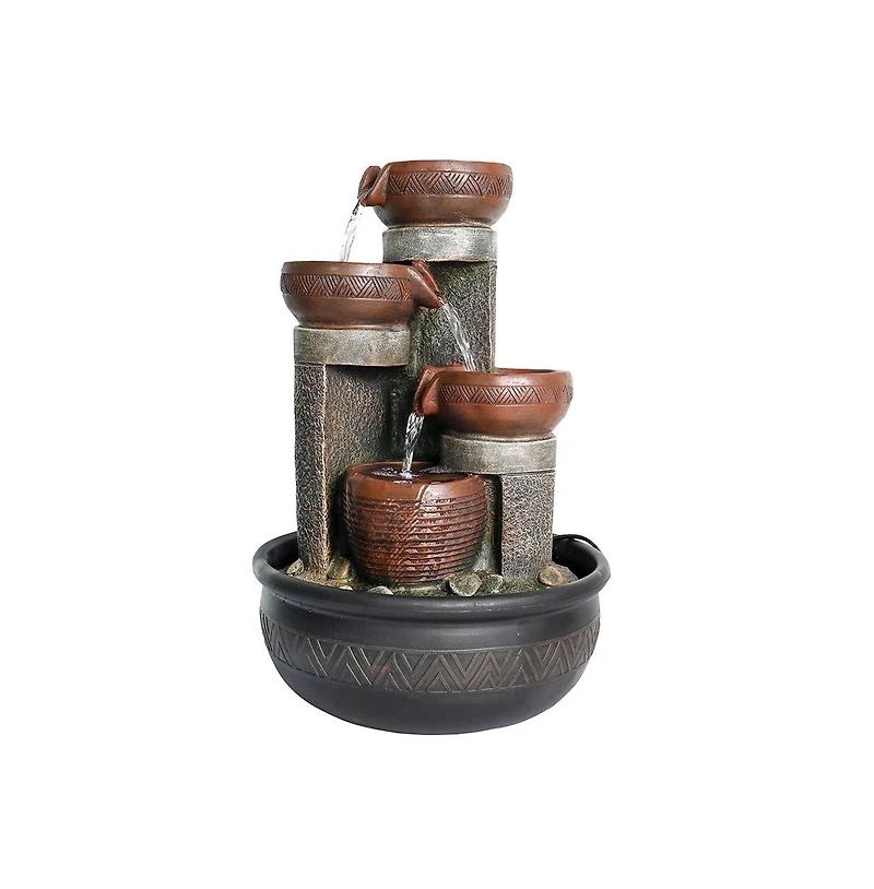 SunJet 15.7” 4-Tier Indoor Tabletop Waterfall Fountain with Led Lights, Desktop Fountain with Calming Sound for Home & Office Decor