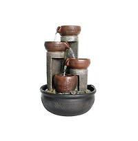 SunJet 15.7” 4-Tier Indoor Tabletop Waterfall Fountain with Led Lights, Desktop Fountain with Calming Sound for Home & Office Decor