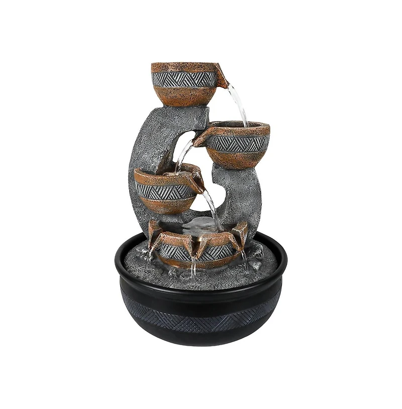 SunJet 15.7” Tabletop Water Fountain with Led Lights, Desktop Waterfall Fountain with Relaxing Water Sounds for Home & Office Decor