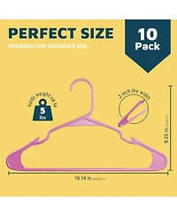 Lifemaster Heavy-duty pink plastic hangers with non-slip grooves, space-saving design, hold up to 5 lbs—ideal for clothes, dresses & coats