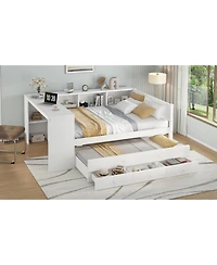 Streamdale Furniture Daybed with Trundle, Storage, Shelves & Desk