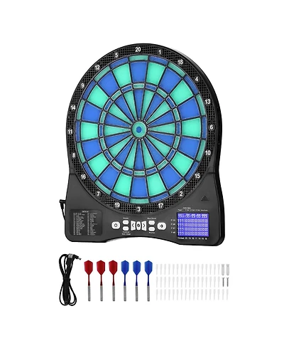 Mecale Electronic Dart Board, Led-Illuminated Dartboard with 48 Games, 500+ Variations and Lcd Cricket Scoring for Up to 8 Players