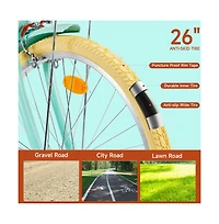 Artudatech 26-Inch Low Step Cruiser Bike with Passenger Seat & Dual Brakes, Free Bottle Holder