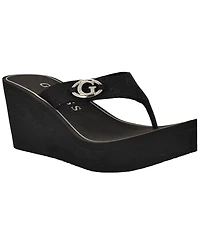 Guess Women's Shai Embellished Logo Eva High Wedge Sandal