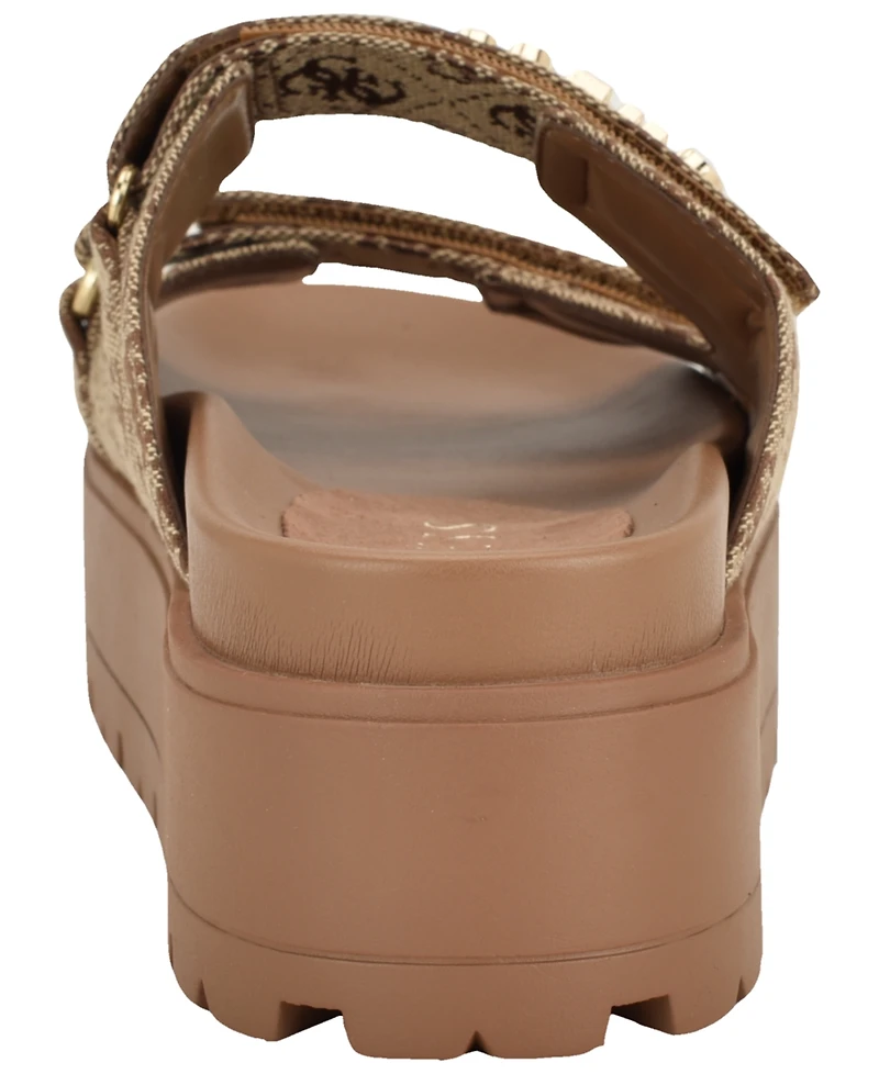 Guess Womens Faxon Platform Lug Sole Footbed Sandals