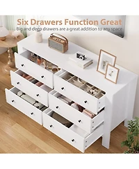 gaomon 6-Drawer White Modern Dresser, Large Chest, Deep Drawers, Metal Knobs, Double Storage for Kids Bedroom, Entryway, Hallway
