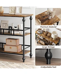 gaomon 43" 3-Tier Narrow Console Table, Rustic Brown Industrial Entryway Storage Organizer