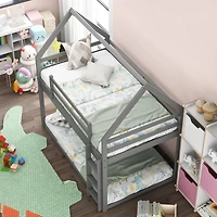 Streamdale Furniture Twin Over Low Bunk Bed, House Bed With Ladder